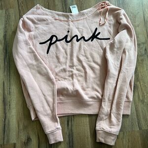 PINK Victoria's Secret Light Pink Pullover with Black Script